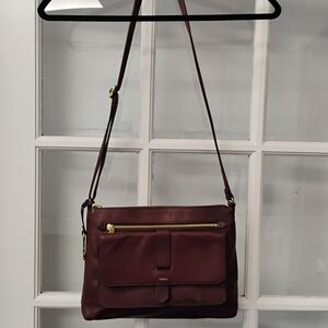 Fossil Kinley Women's Burgundy Leather Crossbody Bag